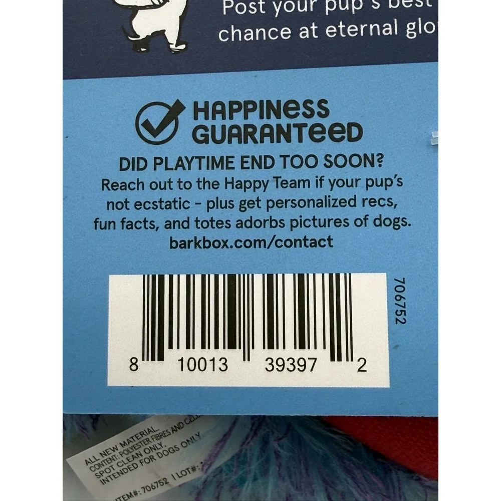 BarkBox Zeke the Cheeky Monkey Dog Toy Squeaky Plush Spiky Ball Whip-n-Flip